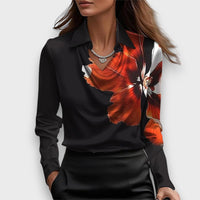Melvine – Satiniert glänzende Bluse mit Drapierung – Schwarz 2