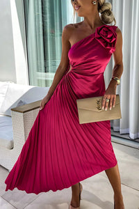 Martha | Blumenmuster Hochzeitsgastkleid – Rot