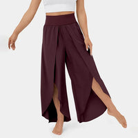 Heidi-Mode | Bequeme Yogahose mit Weitem Bein – Weinrot