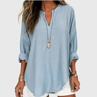 Claudia | Damen Langarm Top Locker Casual Komfort Alltag Modern – Hellblau
