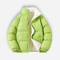 Wattierte Pufferjacke für Herren mit hohem Kragen und ohne Kapuze – Grün