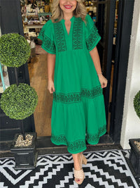 Damen Elegantes Ausgestelltes Ibiza Kleid | Midi – Grün