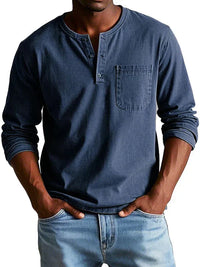 Philipp | Herren Lässiges Henley Shirt – Marine