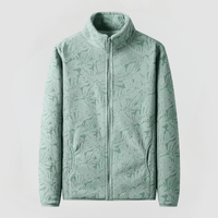 AYLA - FLEECEJACKE MIT FLORALEM MUSTER – Hellgrün