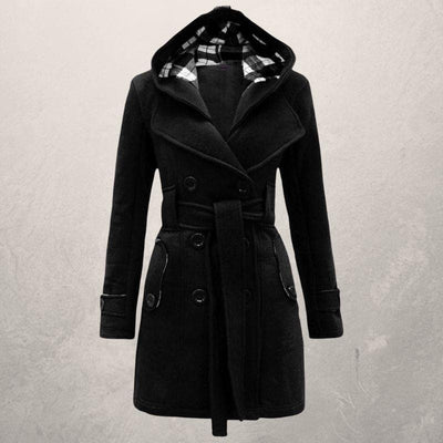 Lehmann Modehaus | Damen Kaschmirmantel mit Kapuze und Gürtel