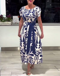 Prag Kleid mit verstellbarem Band – Blau