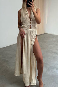 Hailey | Boho Maxikleid – Beige