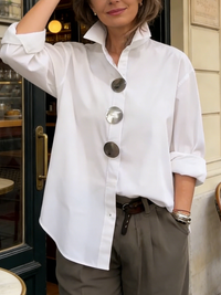 Marisen - stylische, lässige Bluse mit Knopfleiste – Weiß