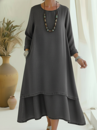 Alena | Elegantes Midi-Kleid mit sanftem Stoff – Grau