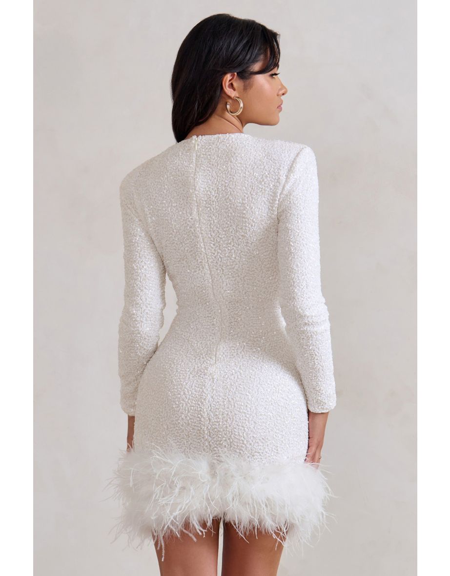 Valentina - Elegantes Paillettenkleid mit Federn