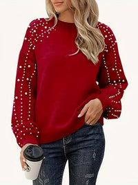 Quinlee – Langärmeliger Strick Pullover Mit Rundhalsausschnitt – Rot