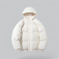 Herrenwinterjacke mit Kapuze | Reißverschlussform – Weiß
