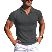 Johan Ribbed Polo mit Kurzarm – Dunkelgrau