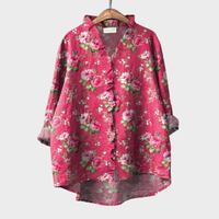 Leona | Oversized Leinen-Bluse – Rosa