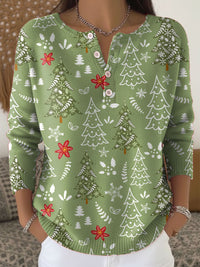 Nocchi – Weihnachts Pullover Mit Knöpfen – Grün