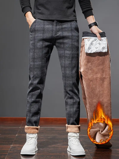 Seybalah | Warme Fleece-Freizeithose mit Retro-Karomuster für den Herbst
