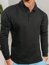 Benoit – Lior Strukturiertes T-Hemd Mit Jacquard Kragen – Schwarz