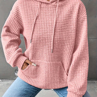 Léana™ | Texturiertes Kapuzen-Sweatshirt mit langen Ärmeln – Rosa