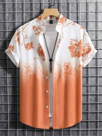 Tropisches 3D-Blumen-Hawaii-Hemd – Stil und Komfort in einem – Weiß Orange