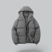 Herrenwinterjacke mit Kapuze | Reißverschlussform – Grau