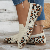 Damen-Sommer-Low-Top-Flachschuhe mit runder Zehenpartie – Leo-Muster