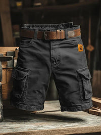 Leo | Retro Cargo-Shorts mit vielen Taschen – Schwarz