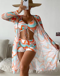 Ida | 3-teiliges Bikini-Set mit Print – Orange