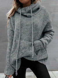 Natala - Strickpullover Mit Kängurutasche – Grau