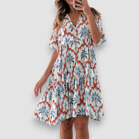 Mia | Bedrucktes Minikleid mit halbem Ärmel – Blau