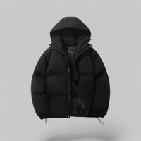 Herrenwinterjacke mit Kapuze | Reißverschlussform – Schwarz