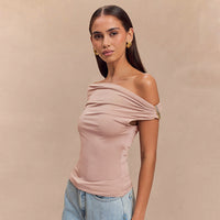 Dyana | Top Entblößte Schultern Gerafft – Rose lotus