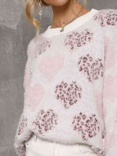 Poimera | Flauschiger Pullover mit Herzmustern