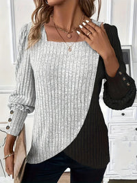 THERESA - BLUSE AUS ASYMMETRISCHEM STRICK – Grau