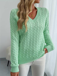 Zivah - Stylischer Gerippter Pullover Mit V-Ausschnitt – Grün