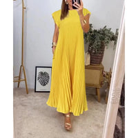 Sierra | Plissee Maxi Cocktailkleid – Gelb