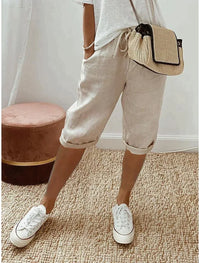 Amely - Vintage lockere Hosen – Beige