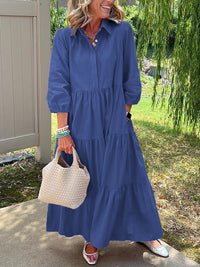 Amara | Maxi Kleid aus Baumwolle für den Alltag – Dunkelblau