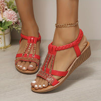 Trudy™ | Orthopädische Keilsandalen im Ibiza-Stil – Rot