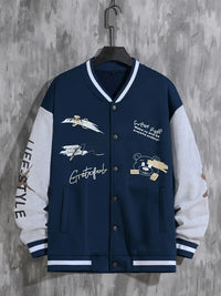 Coli | Collegejacke mit Hipster-Buchstabenmuster – Marine