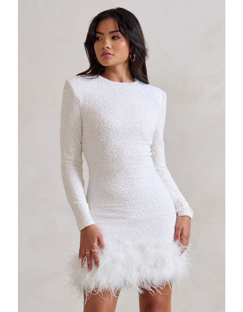 Valentina - Elegantes Paillettenkleid mit Federn