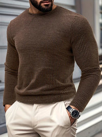 Kaufman – Lässiger Langarm Strick Pullover – Kaffee