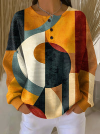 Lærke™ - Waffelpullover mit geometrischem Muster – Orange