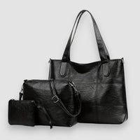 Lior | 3-teiliges Leder Taschenset – Schwarz
