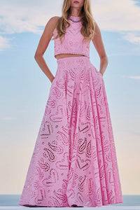 Rosanna - Ärmelloses Zweiteiliges Set Aus Spitze – Rosa
