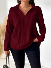 LANGARM-PULLOVER MIT KLAPPE | MODERNER STIL, KOMFORTABEL, VIELSEITIG – Rot
