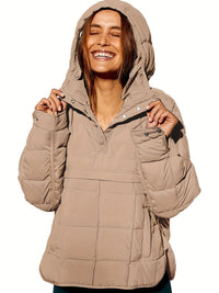 Leyvalis | Solider Kapuzenmantel – Lässige warme Jacke für Damen – Khaki