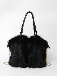 Jana | Elegante Plüsch-Velours Tasche Damen stilvoll – Schwarz