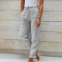 Bersha Leinenhose | Sommerliche luftige Leinenhosen Damen in Leinenoptik – Grau