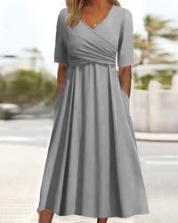 Celeste - Modisches Crossover-Kleid – Grau