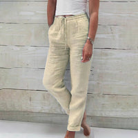 Bersha Leinenhose | Sommerliche luftige Leinenhosen Damen in Leinenoptik – Khaki